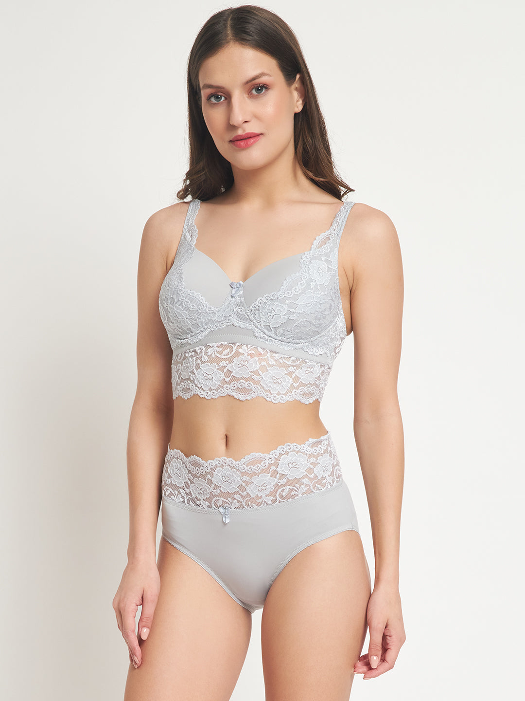 Effectinn"s Non Wired Padded Lingerie Set (1276-L.GREY)