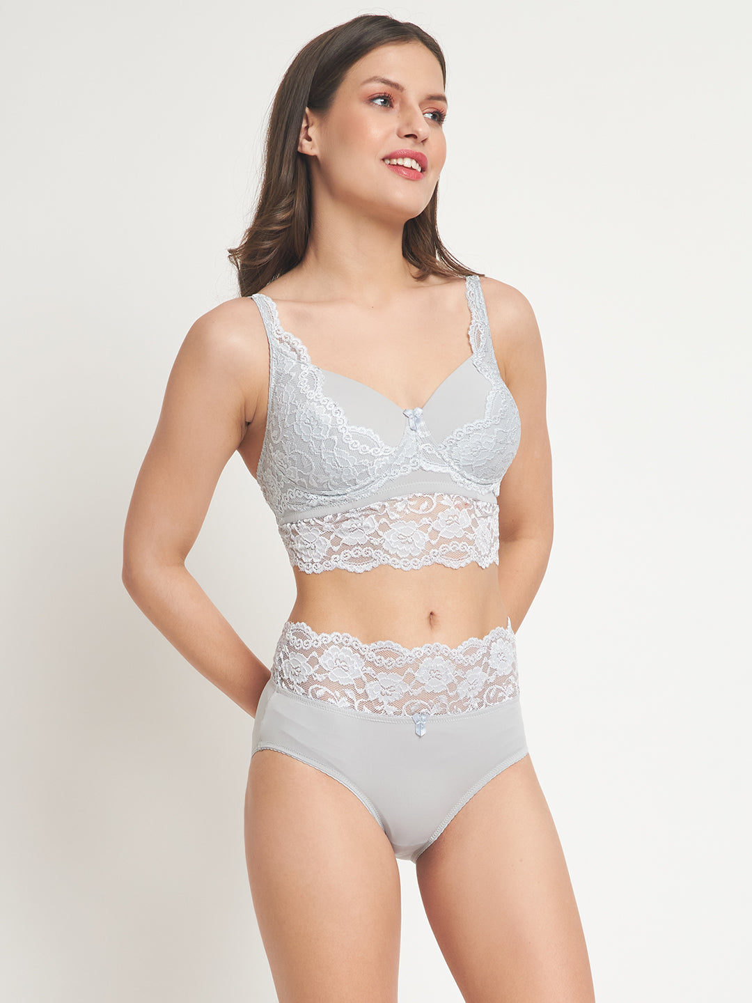 Effectinn"s Non Wired Padded Lingerie Set (1276-L.GREY)