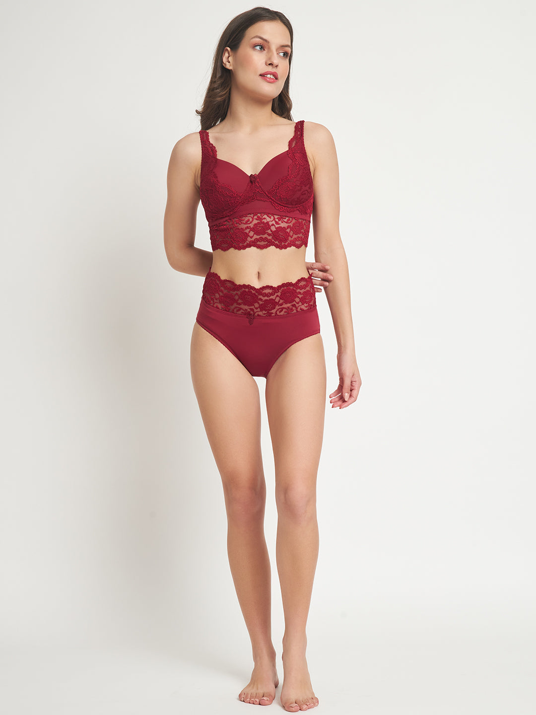 Effectinn"s Non Wired Padded Lingerie Set (1276-MAROON)