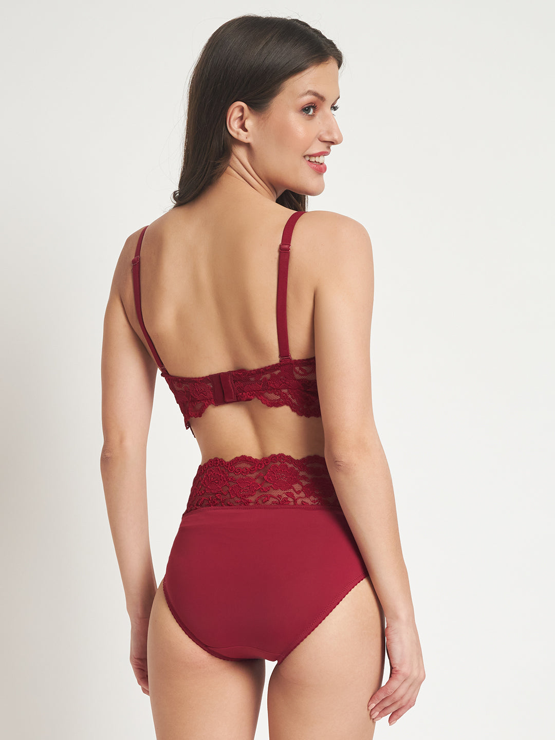 Effectinn"s Non Wired Padded Lingerie Set (1276-MAROON)