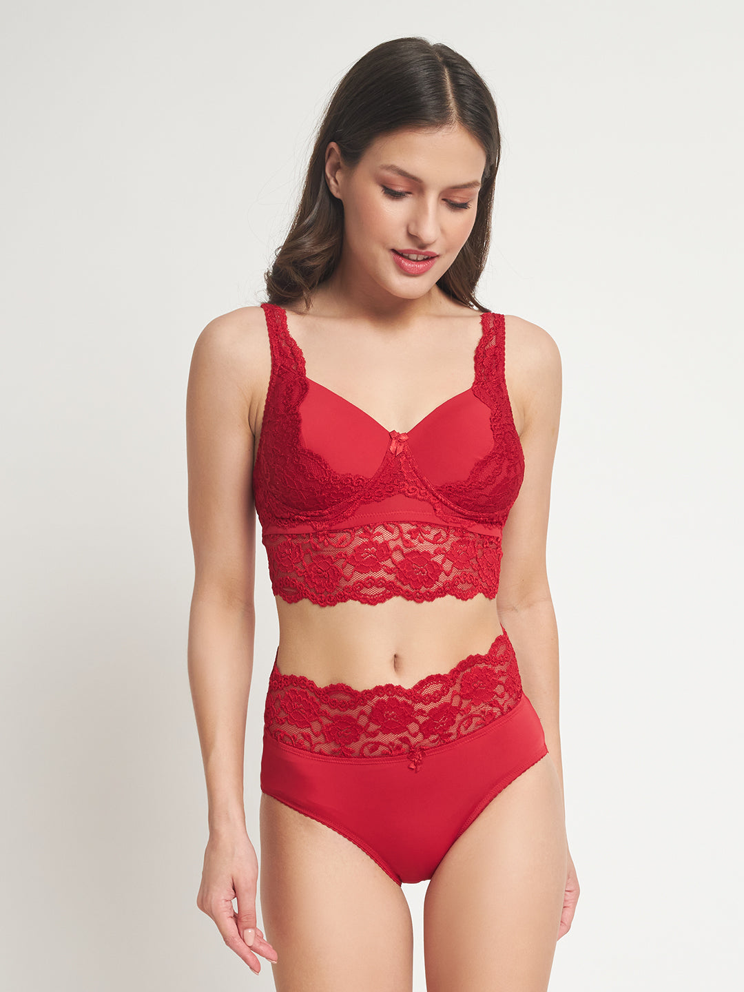 Effectinn"s Non Wired Padded Lingerie Set (1276-Red)