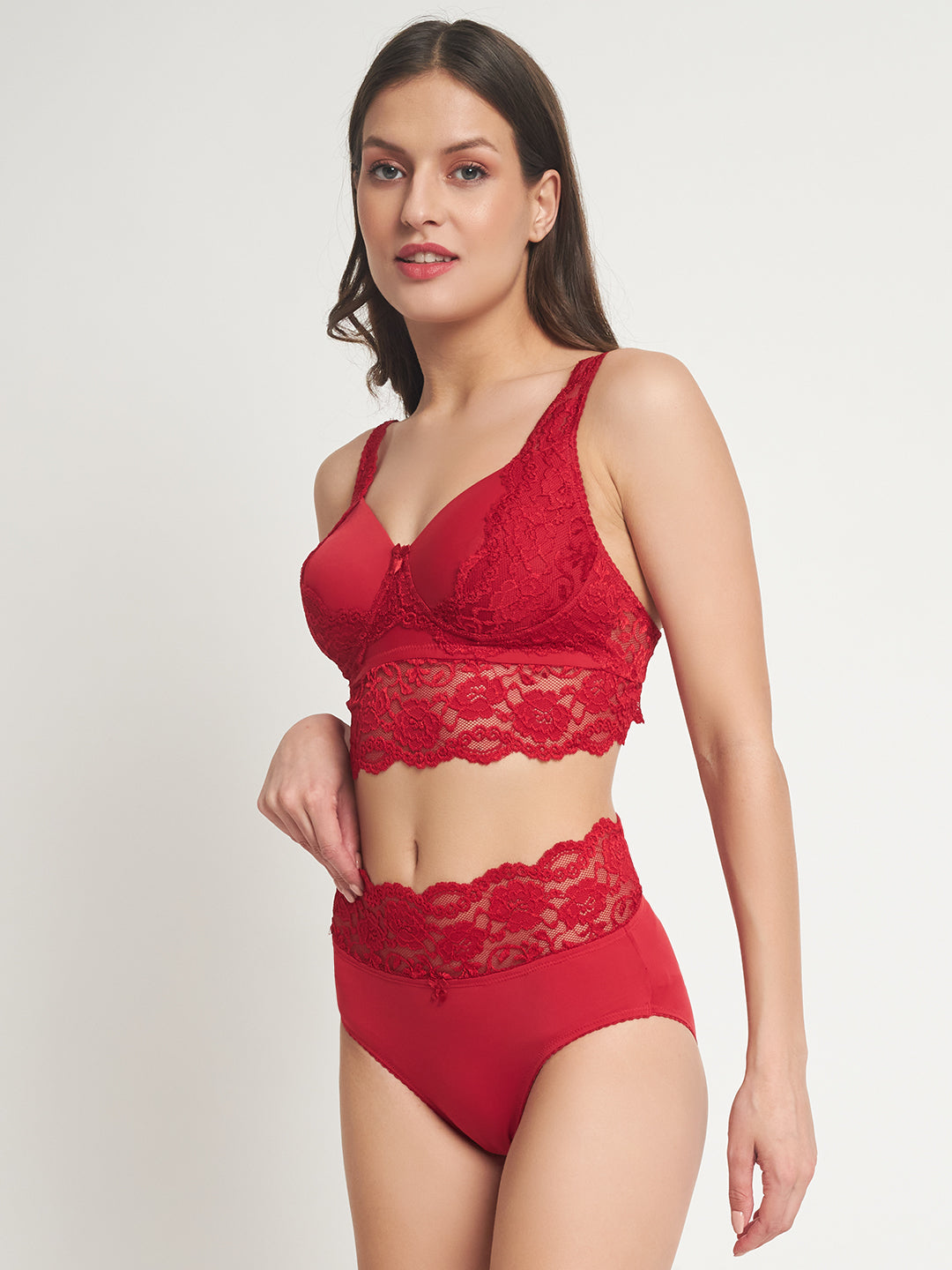 Effectinn"s Non Wired Padded Lingerie Set (1276-Red)