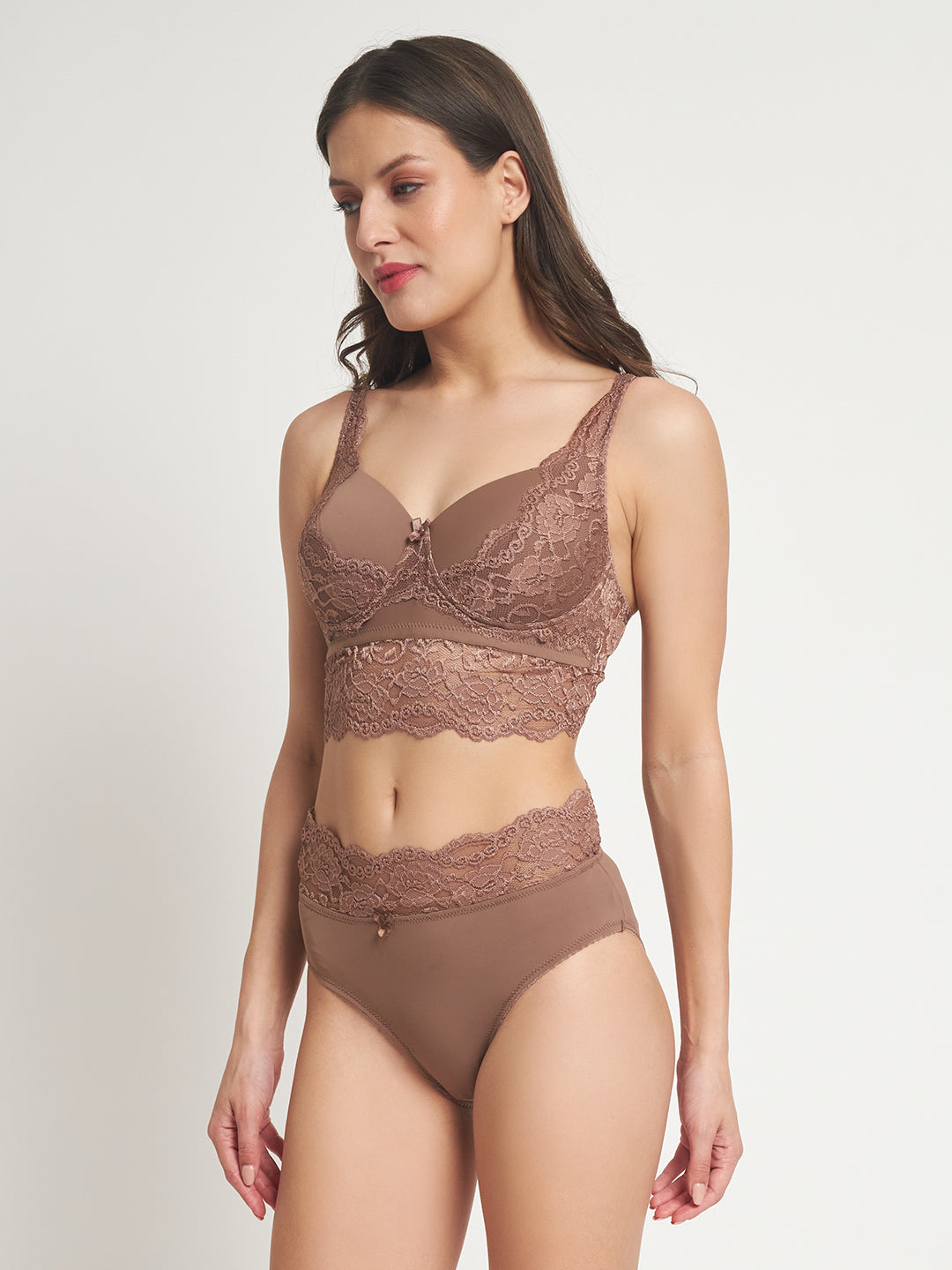 Effectinn"s Non Wired Padded Lingerie Set (1276-Brown)