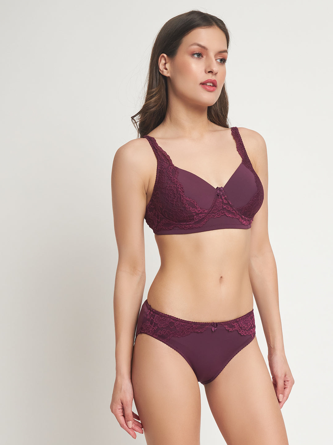 Effectinn"s Non Wired Padded Lingerie Set (1278-WINE)