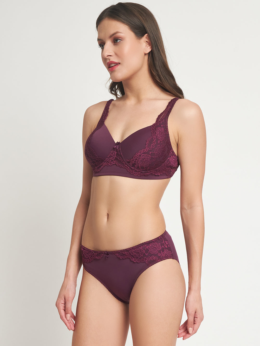 Effectinn"s Non Wired Padded Lingerie Set (1278-WINE)