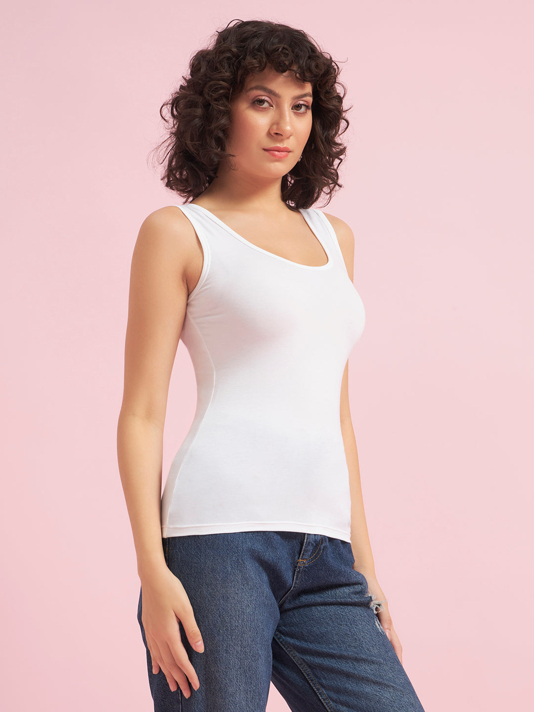 Effectinn Women’s Sleeveless Tank Top – Soft Stretch Round Neck Basic Innerwear Top(BODYFIT)