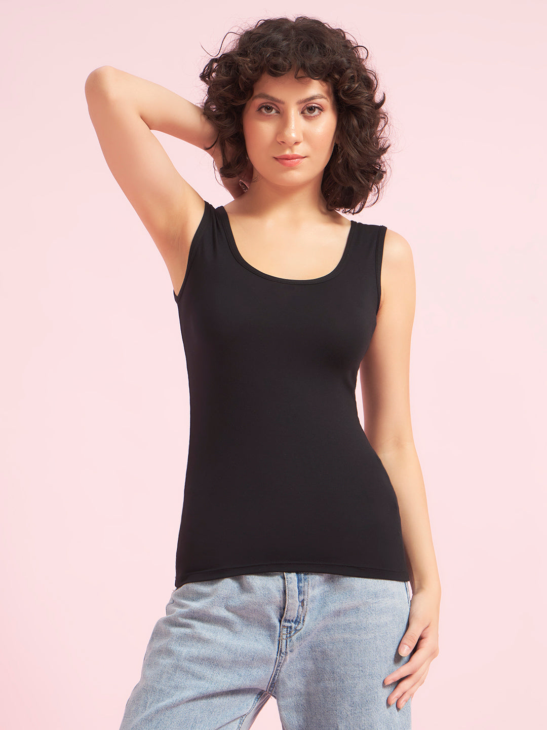 Effectinn Women’s Sleeveless Tank Top – Soft Stretch Round Neck Basic Innerwear Top(BODYFIT)