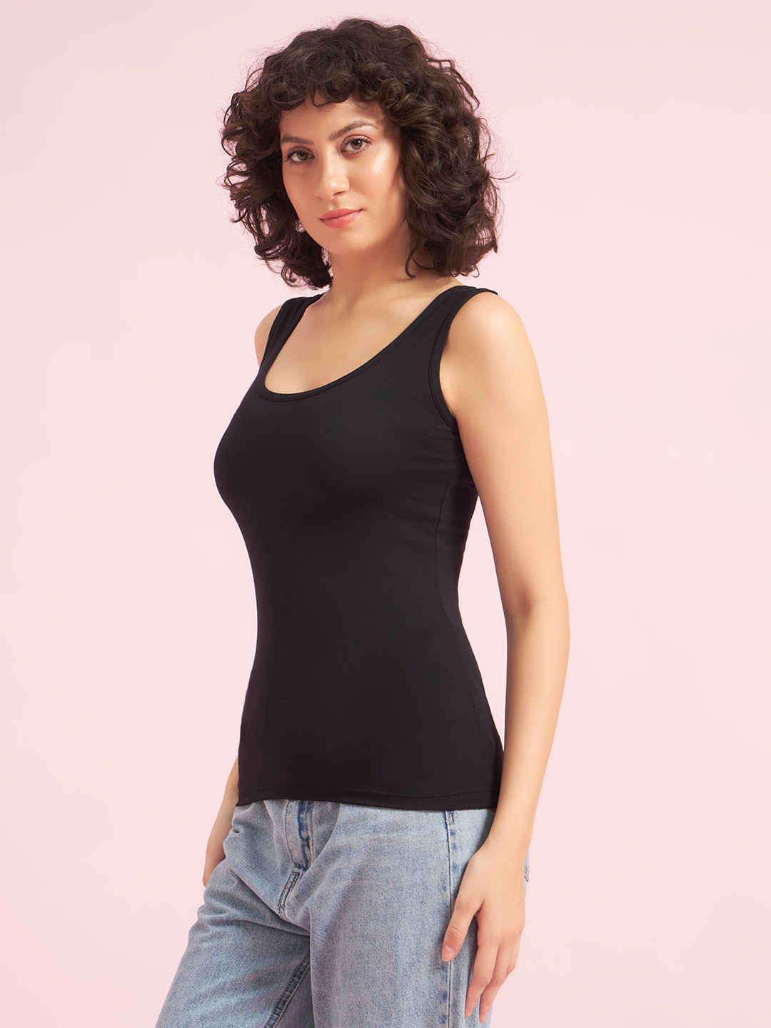 Effectinn Women’s Sleeveless Tank Top – Soft Stretch Round Neck Basic Innerwear Top(BODYFIT)