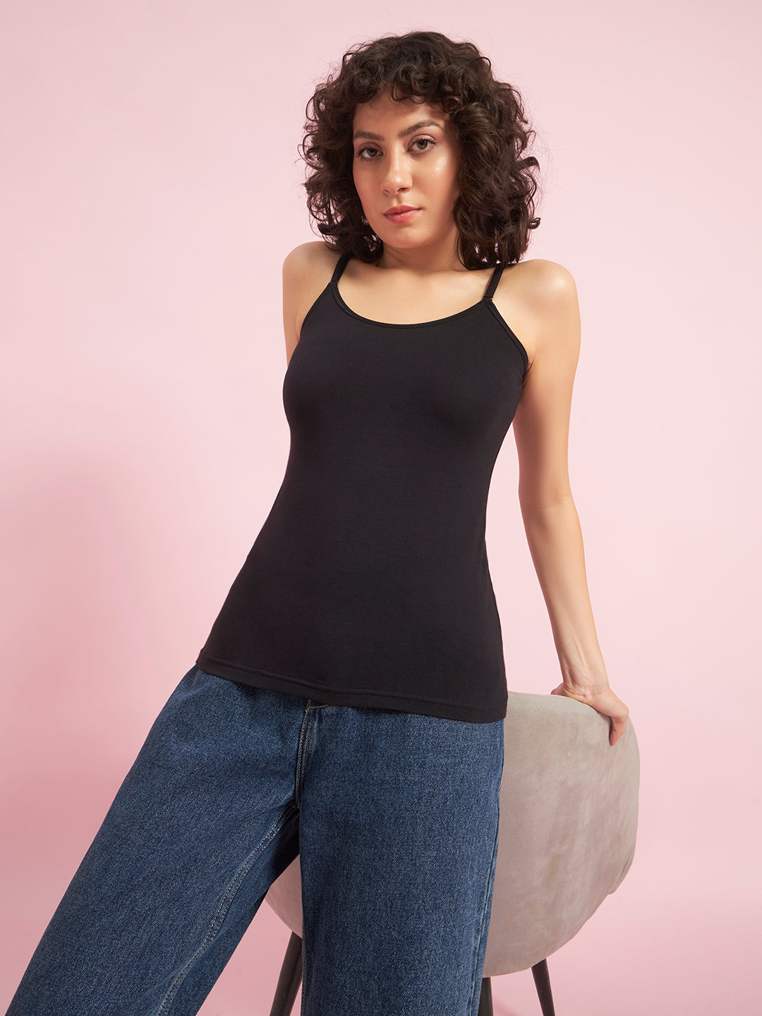 Effectinn Women’s Camisole Top – Soft Stretch Cotton Spaghetti Strap Tank(ADCM_0034)