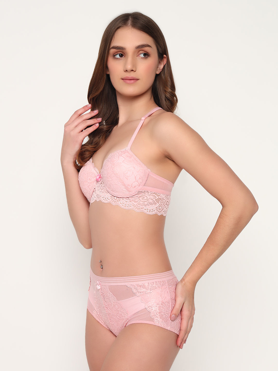 Effectinn's Padded Bra with Lace Seamless Panty Lingerie Set (ISAVELLA)