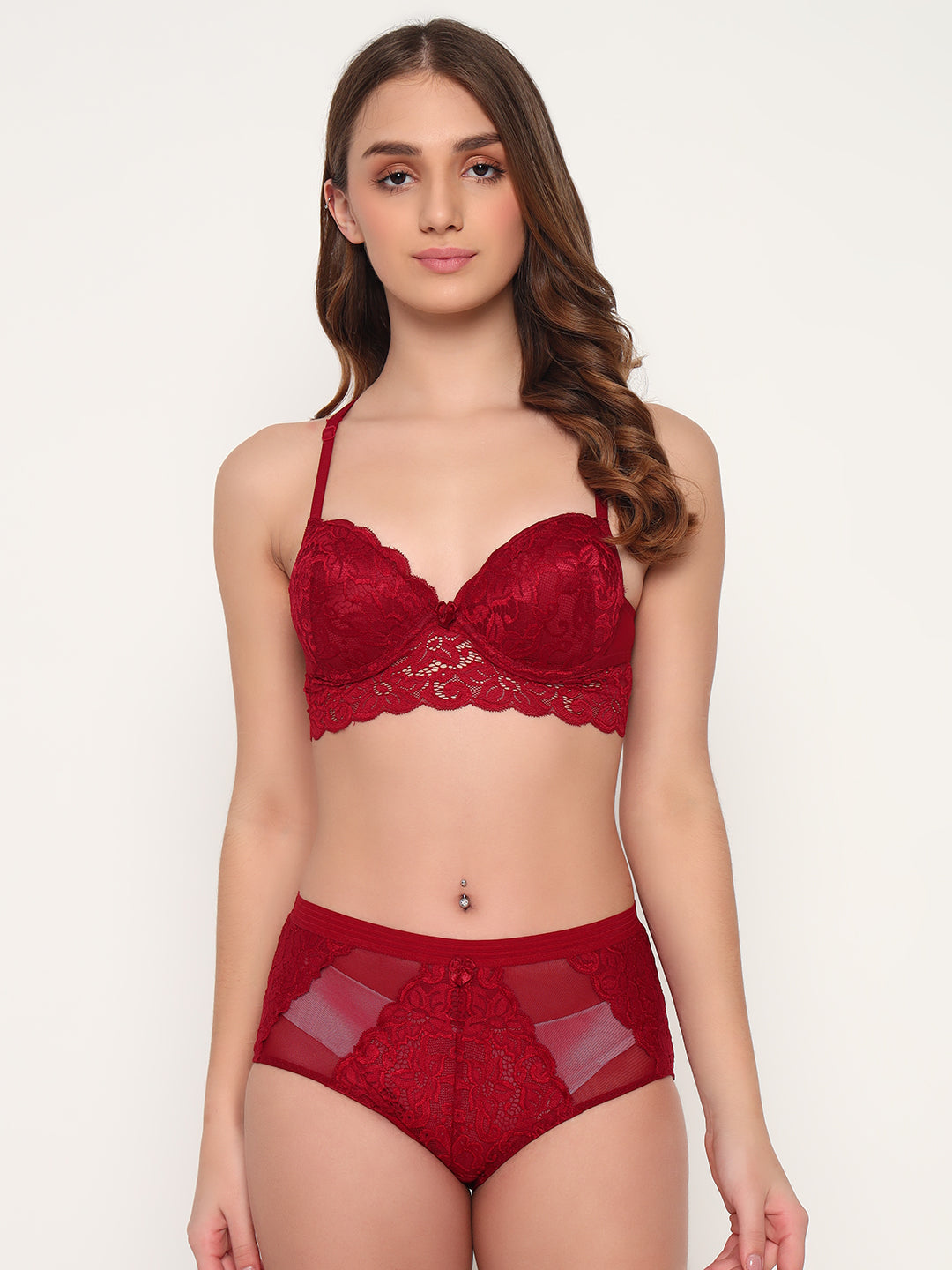 Effectinn's Padded Bra with Lace Seamless Panty Lingerie Set (ISAVELLA)