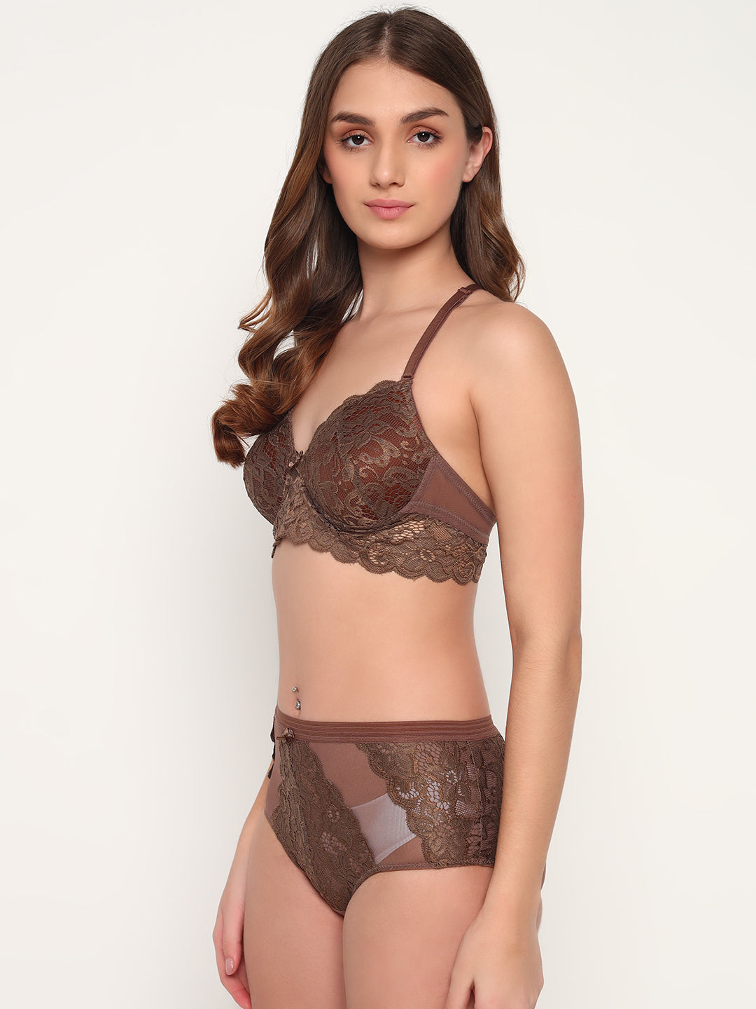 Effectinn's Padded Bra with Lace Seamless Panty Lingerie Set (ISAVELLA)