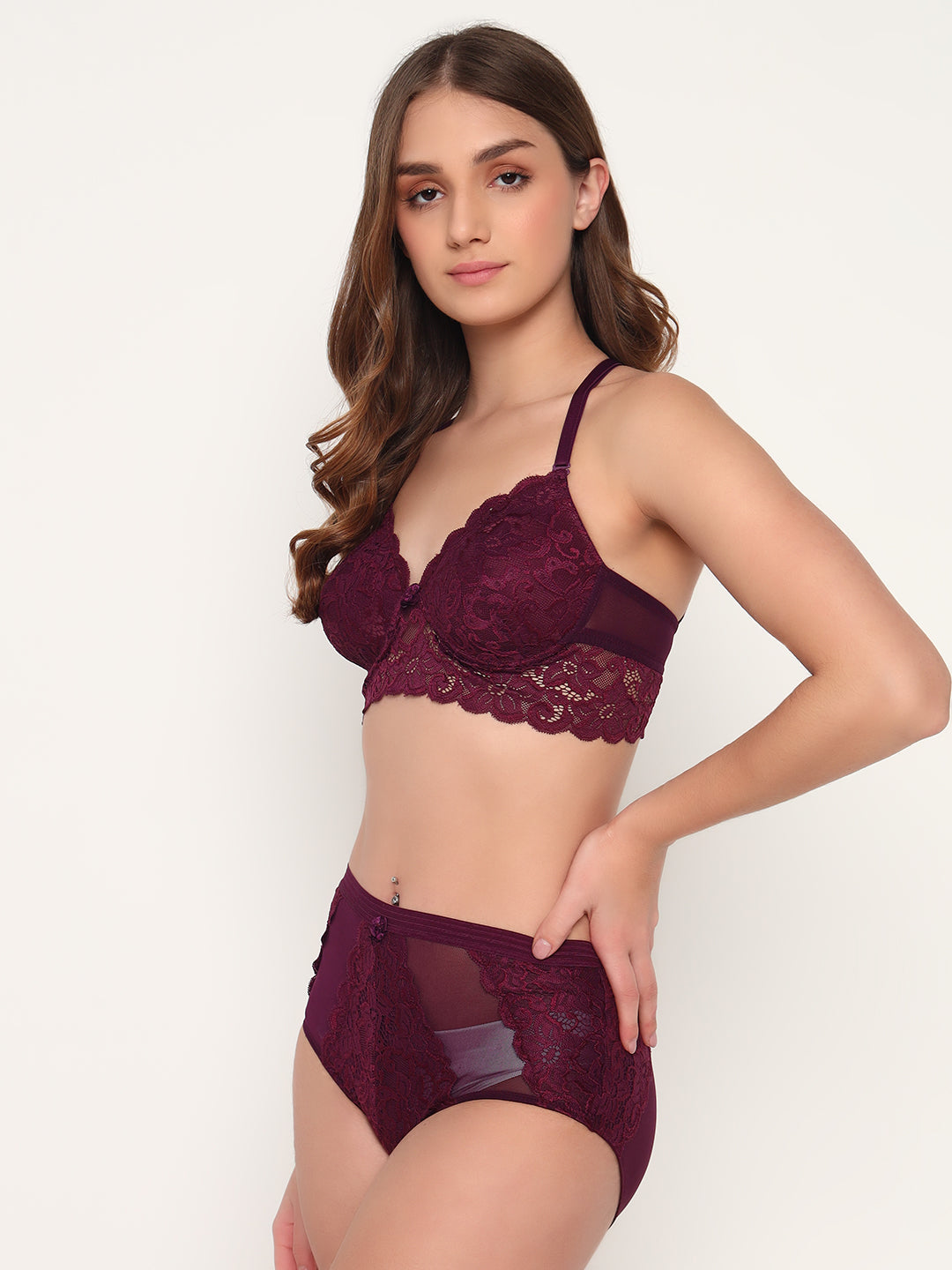 Effectinn's Padded Bra with Lace Seamless Panty Lingerie Set (ISAVELLA)