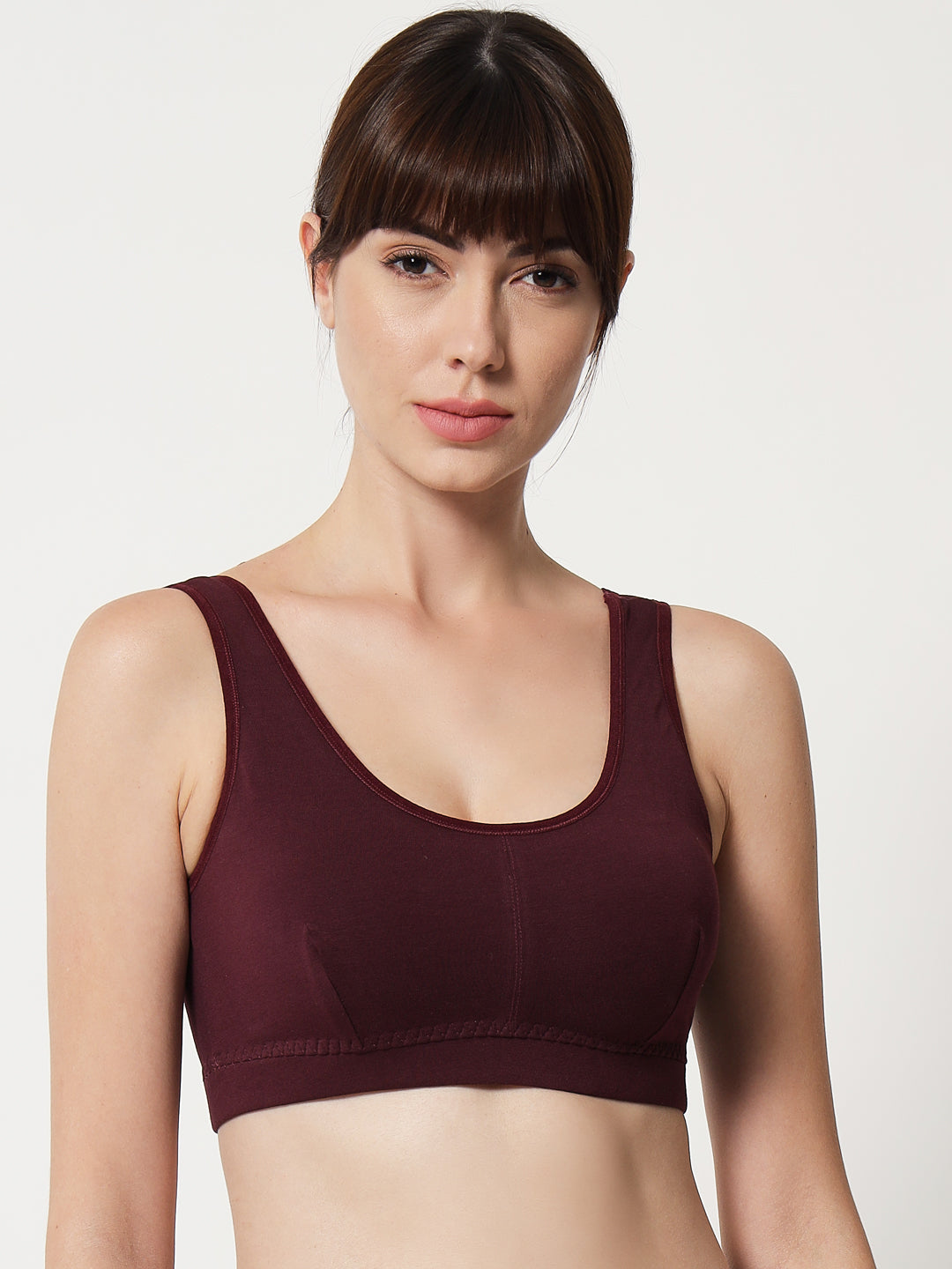 Effectinn' 1208  Solid Non padded Sports Bra (WINE)