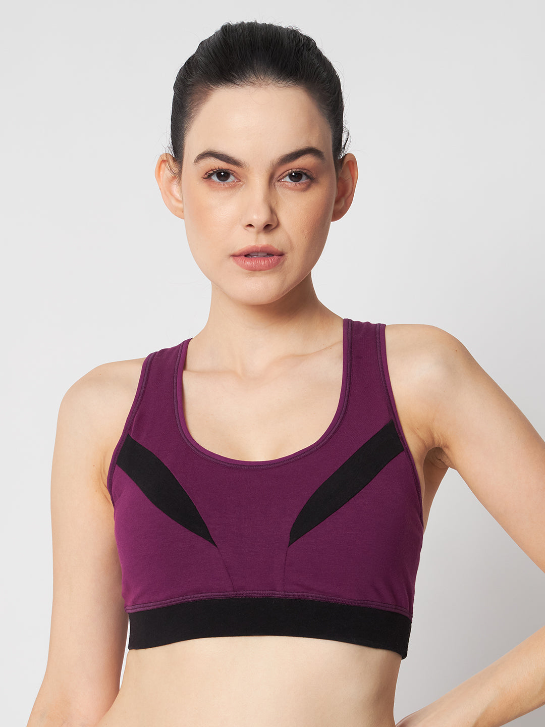 Effectinn's  CAT Sports Bra  with Removable Pads  (WINE_BLACK)