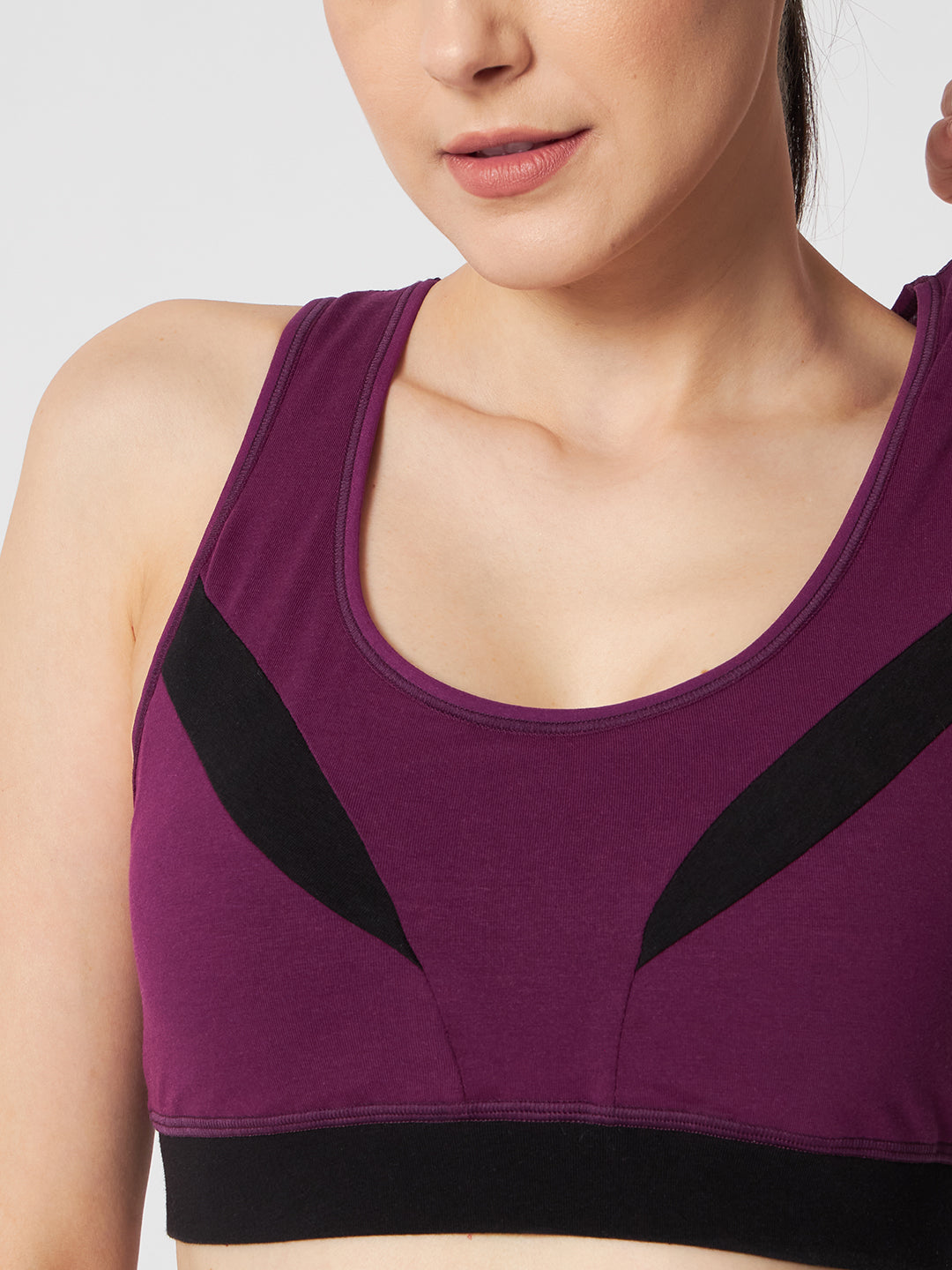 Effectinn's  CAT Sports Bra  with Removable Pads  (WINE_BLACK)