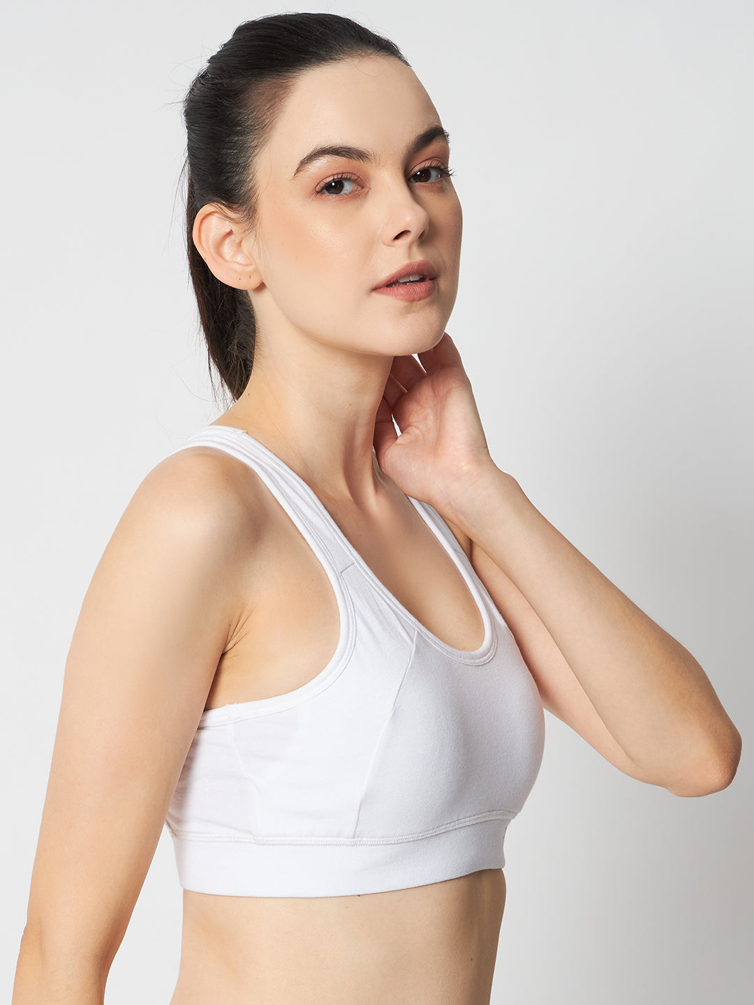 FlexFit Padded Solid Sports Bra  1272 (White)