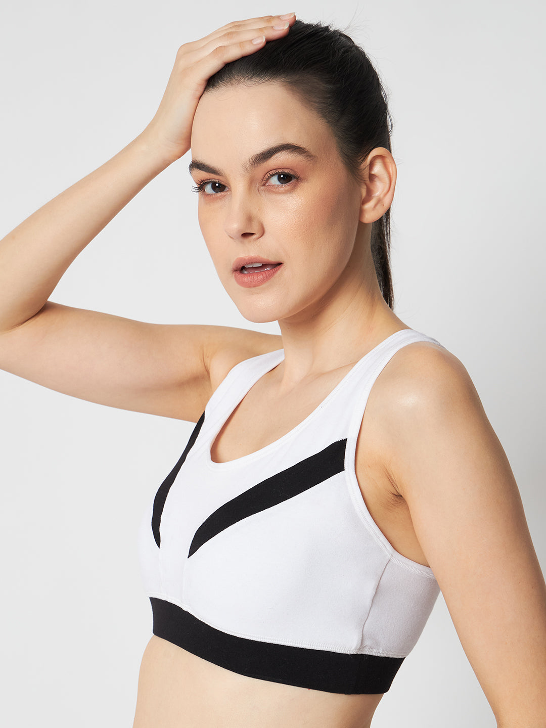 Effectinn's  CAT Sports Bra  with Removable Pads  (WHITE_BLACK)