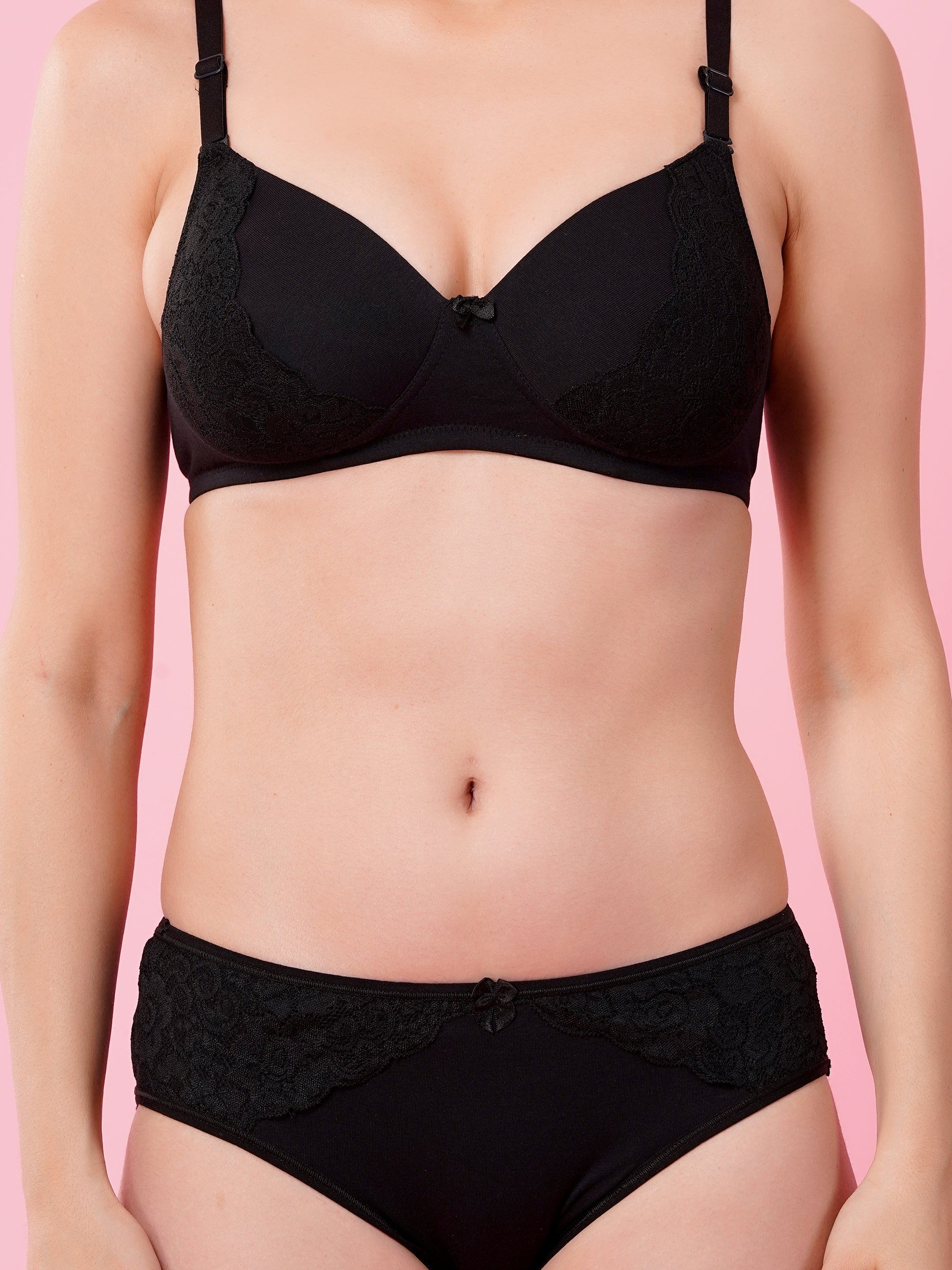 Lightly Padded Lace Bra & Panty Set | Plus Size Available - 1265 Set