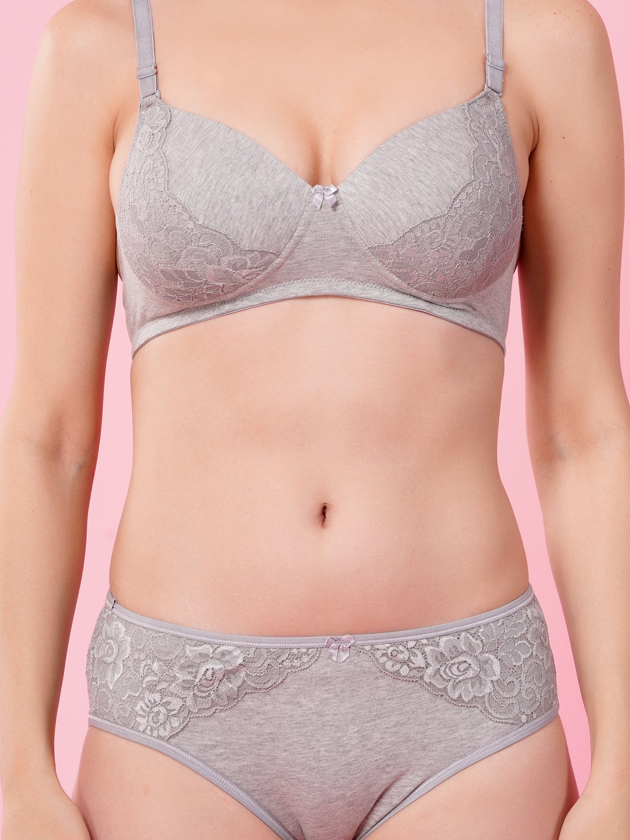 Lightly Padded Lace Bra & Panty Set | Plus Size Available - 1265 Set