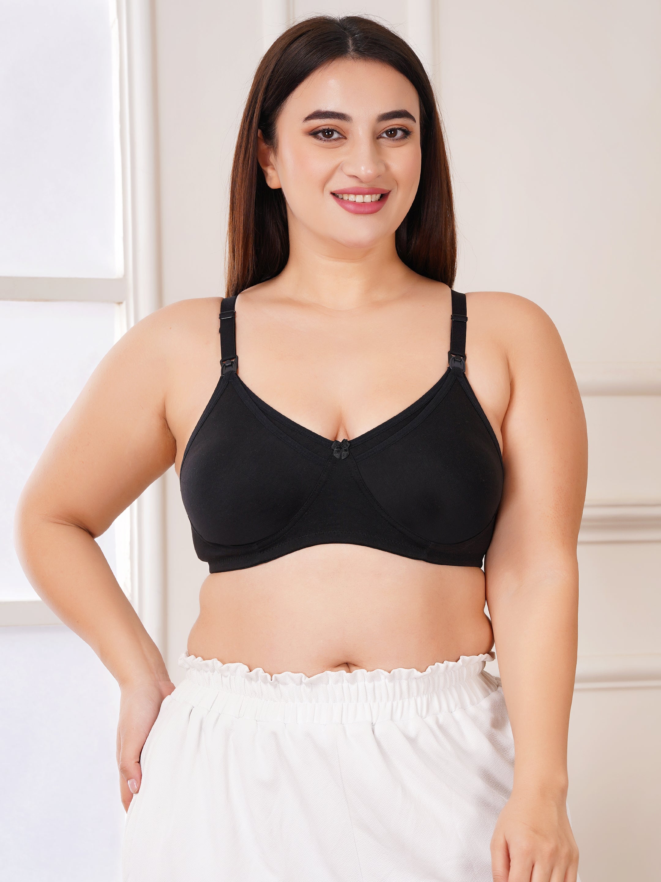 Soft Cotton Non-Padded Maternity Nursing Bra – Easy Feeding Bra for New Moms
