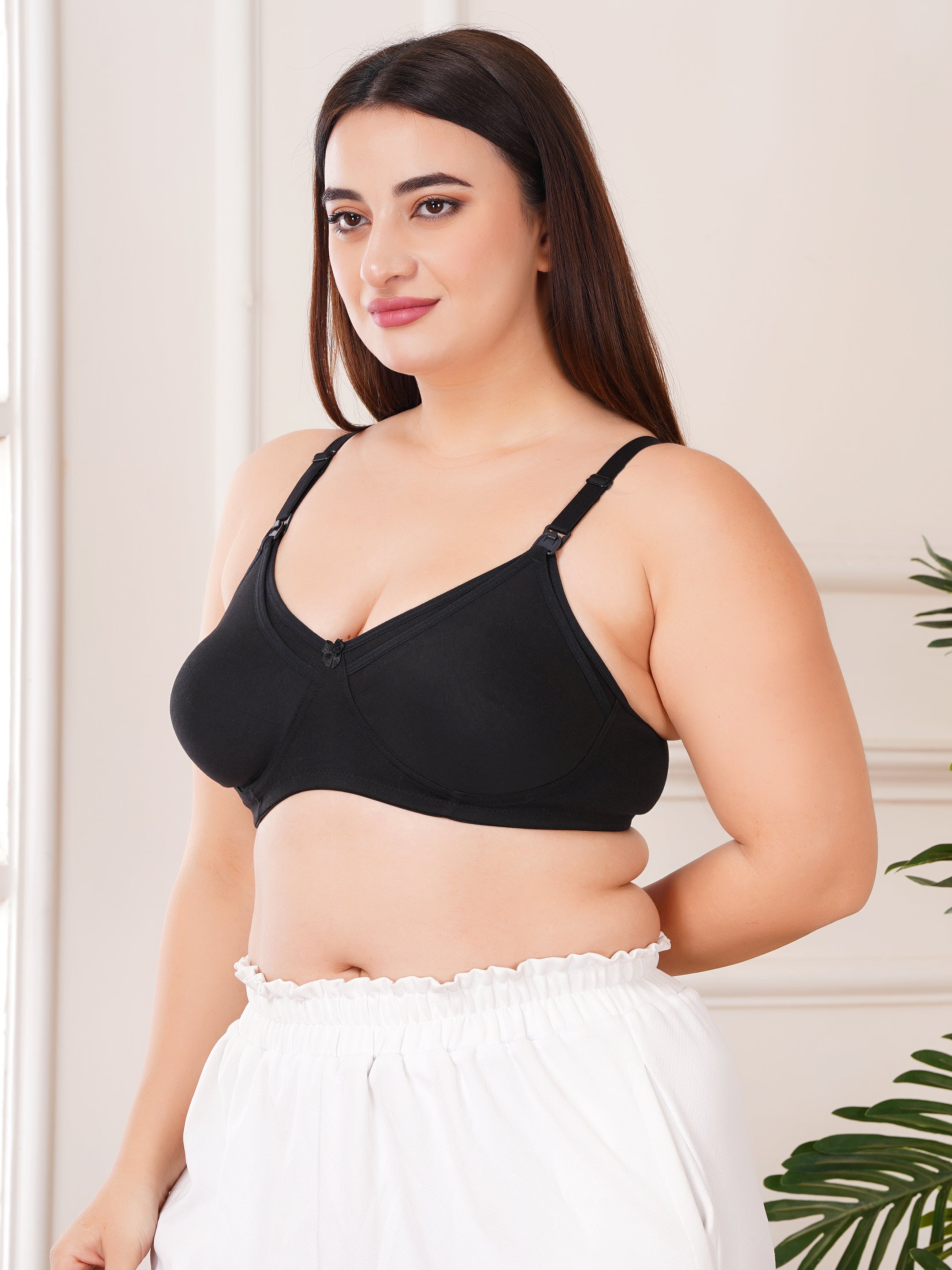 Soft Cotton Non-Padded Maternity Nursing Bra – Easy Feeding Bra for New Moms