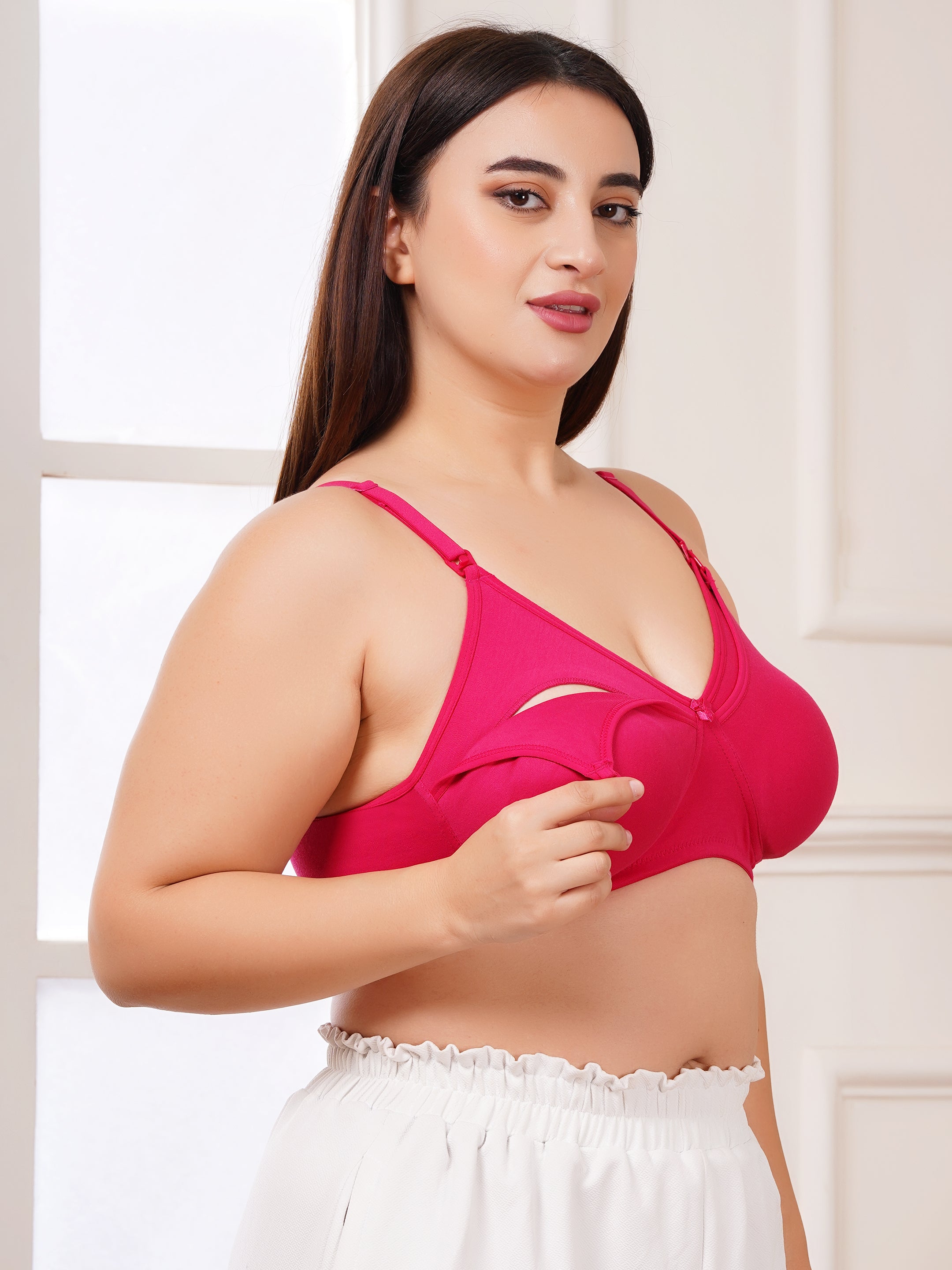 Soft Cotton Non-Padded Maternity Nursing Bra – Easy Feeding Bra for New Moms