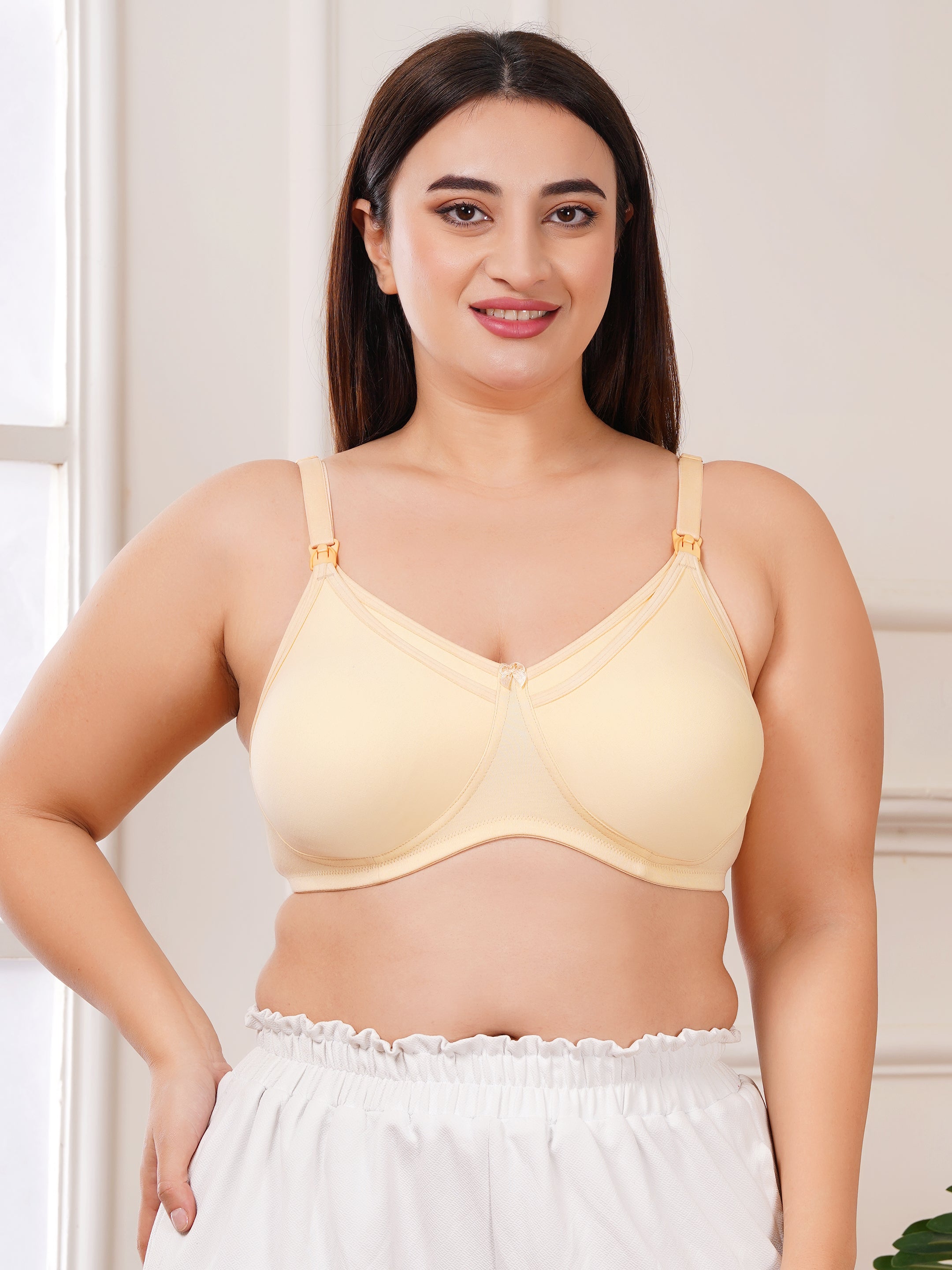 Soft Cotton Non-Padded Maternity Nursing Bra – Easy Feeding Bra for New Moms