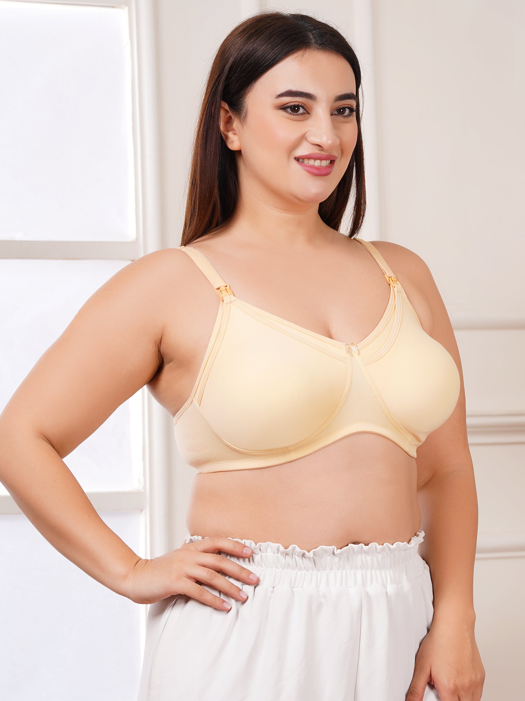 Soft Cotton Non-Padded Maternity Nursing Bra – Easy Feeding Bra for New Moms