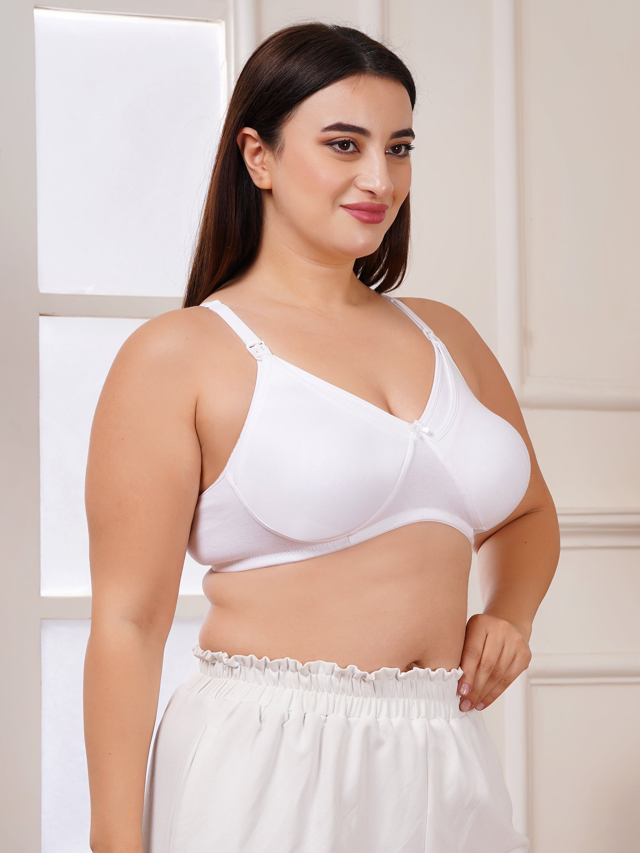 Soft Cotton Non-Padded Maternity Nursing Bra – Easy Feeding Bra for New Moms