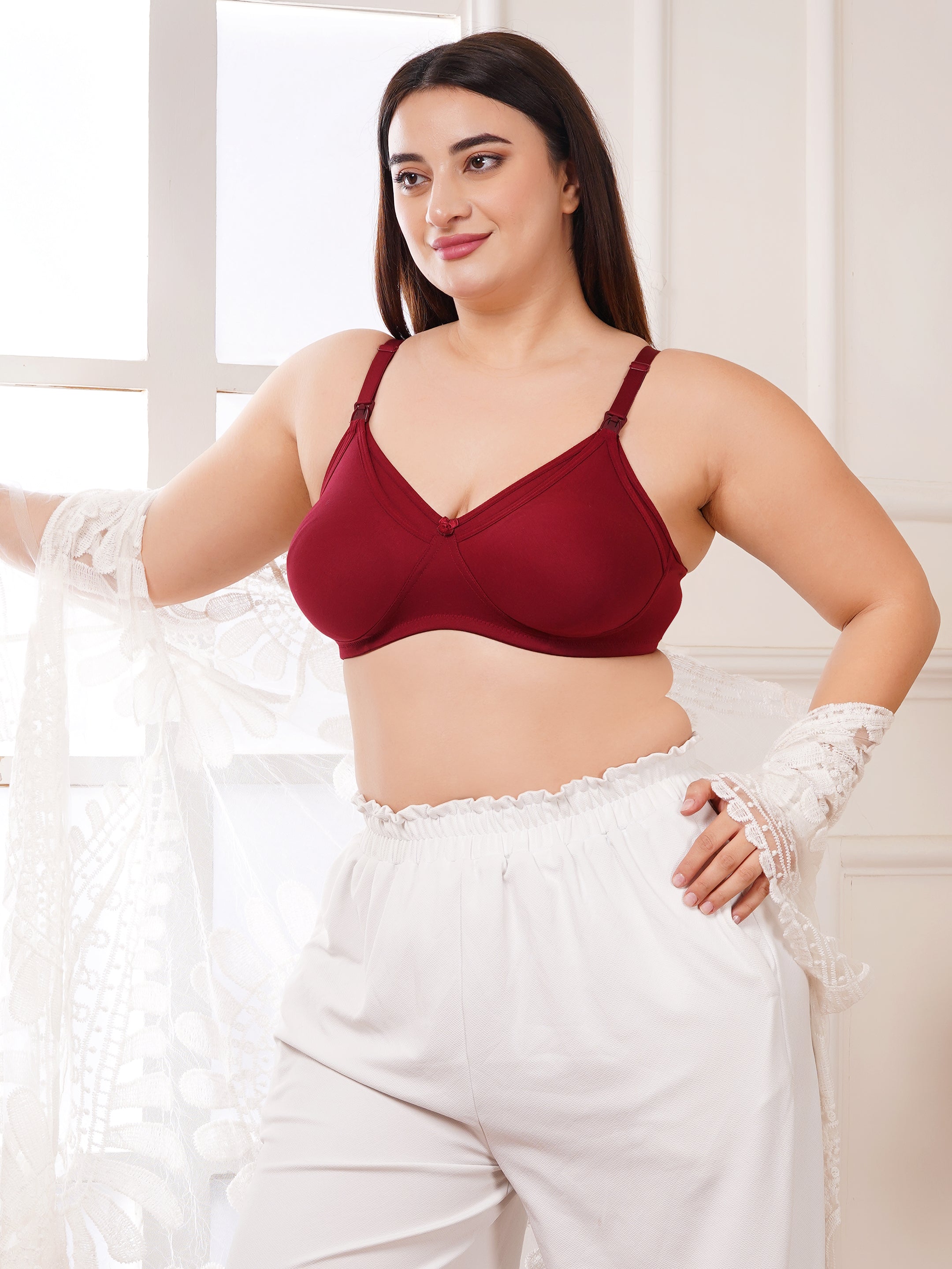 Soft Cotton Non-Padded Maternity Nursing Bra – Easy Feeding Bra for New Moms