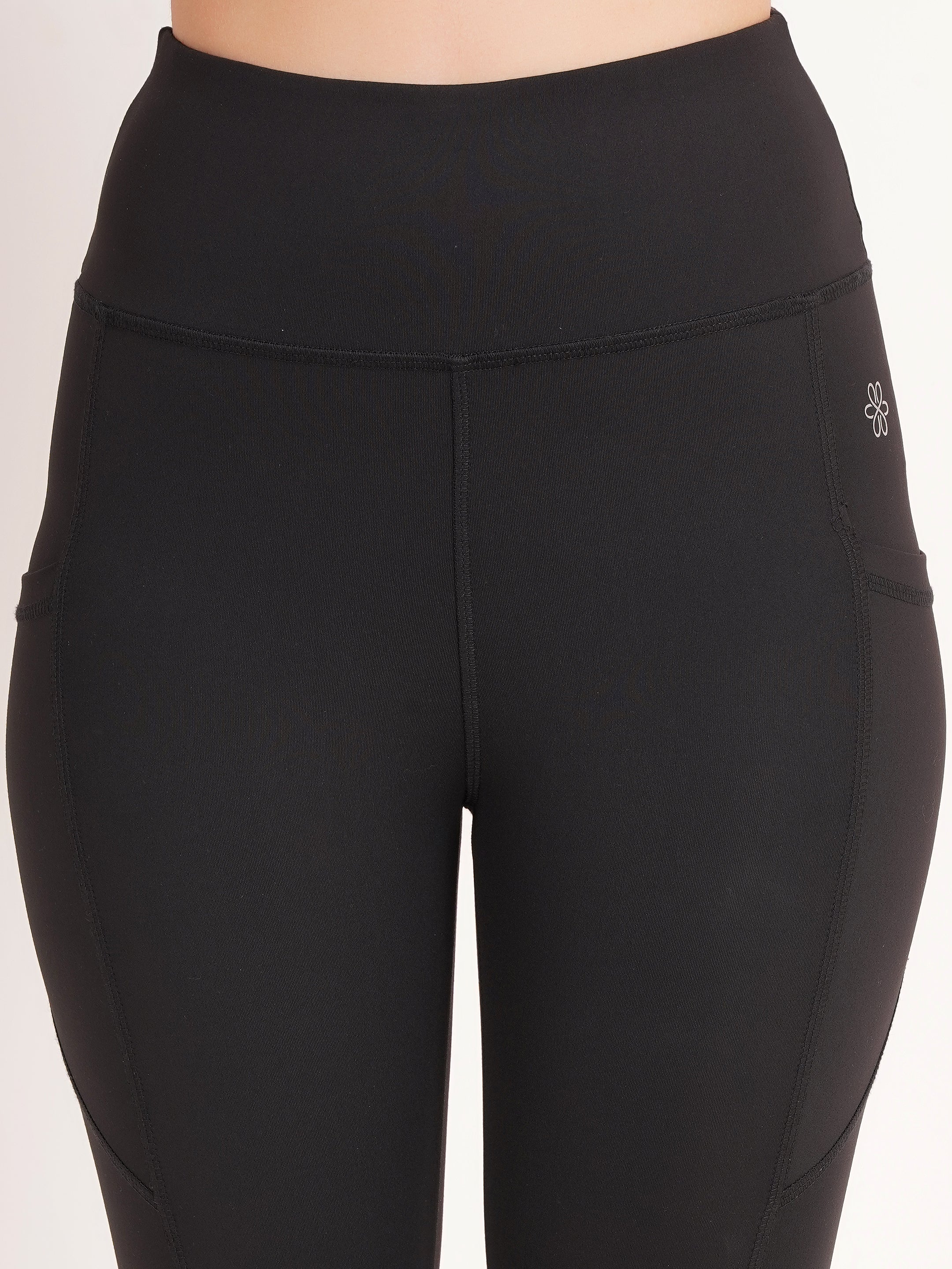 High-Waisted Ribbed Pocket Leggings | Black