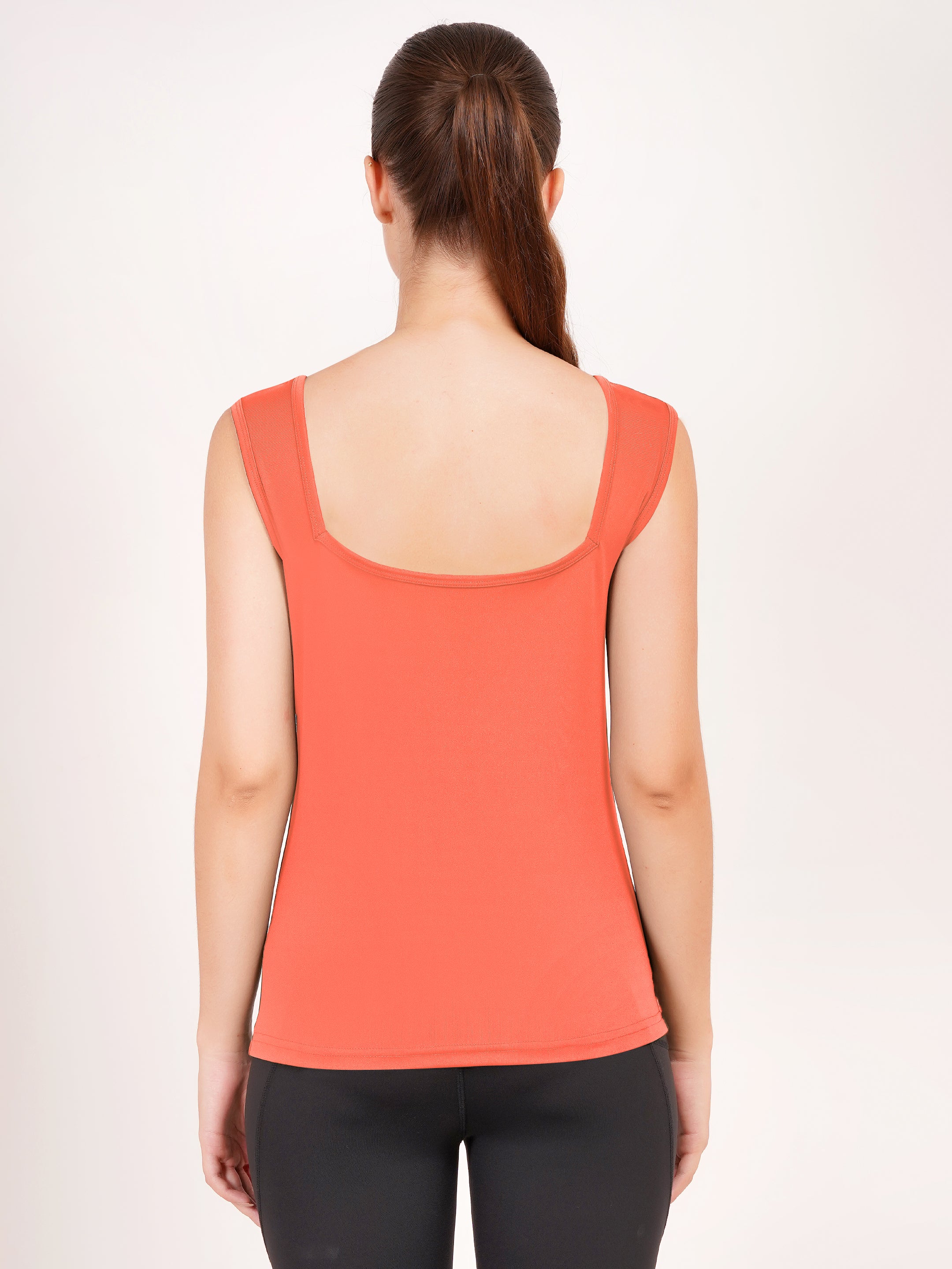 Square Neck Active Tank Top | Coral
