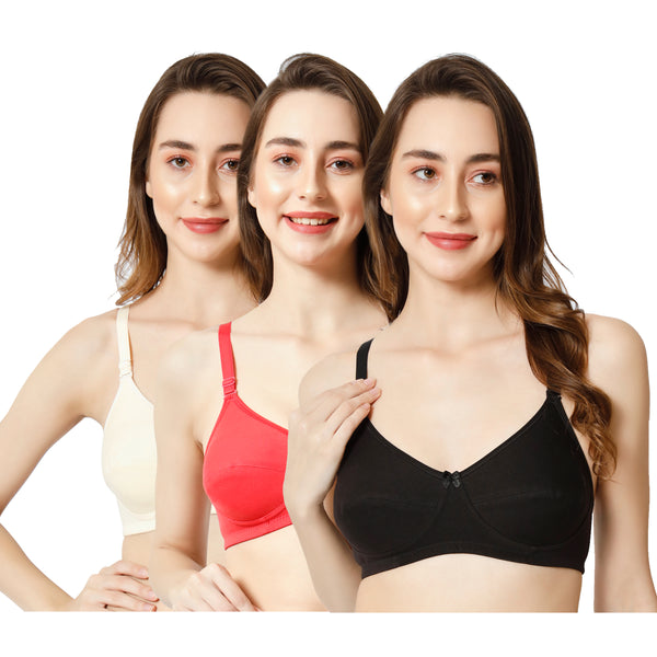 Effectinn Non-Padded Non-Wired Full Cup T-shirt, seamless Bra (1256 Combo pack)