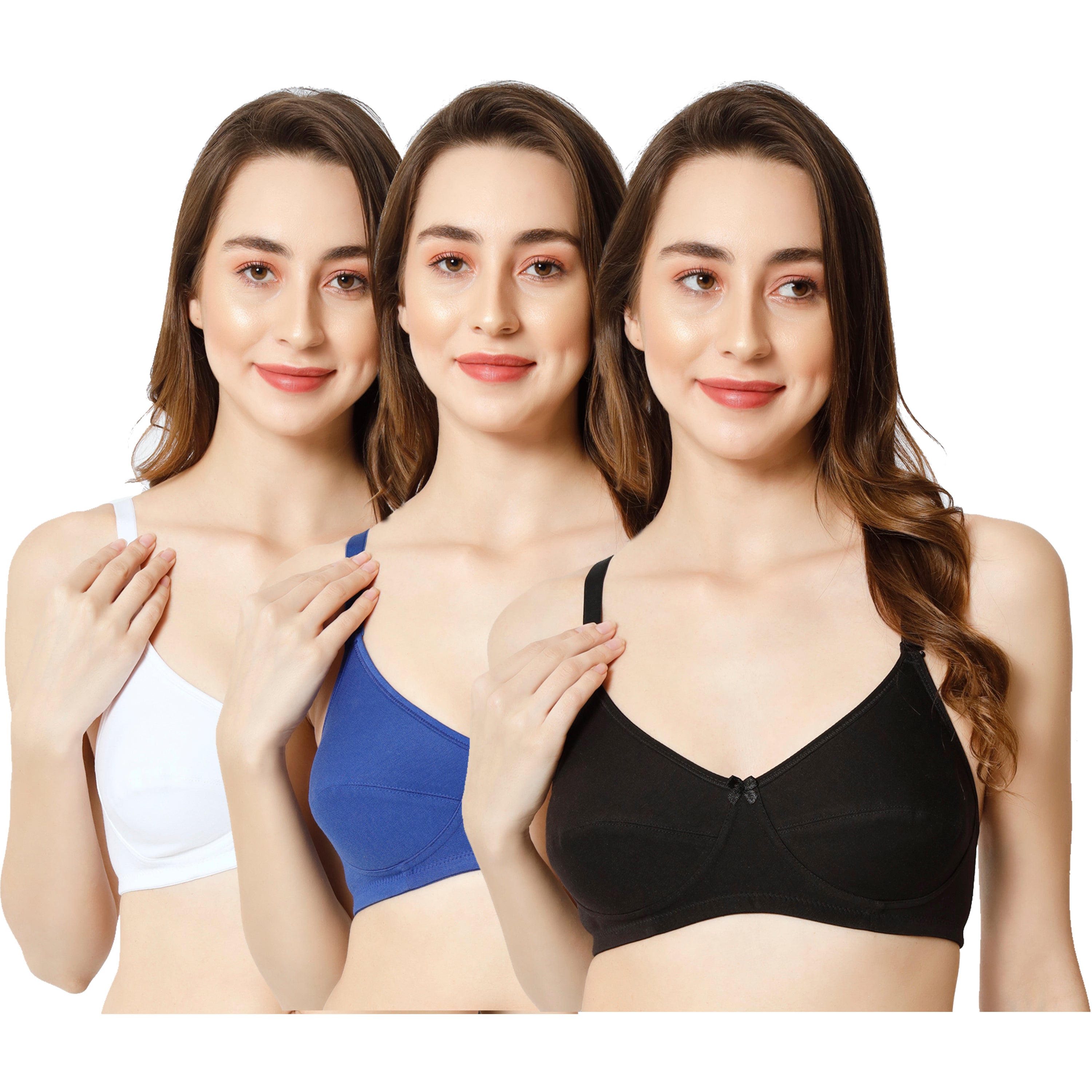 Effectinn Non-Padded Non-Wired Full Cup T-shirt, seamless Bra (1256 Combo pack)