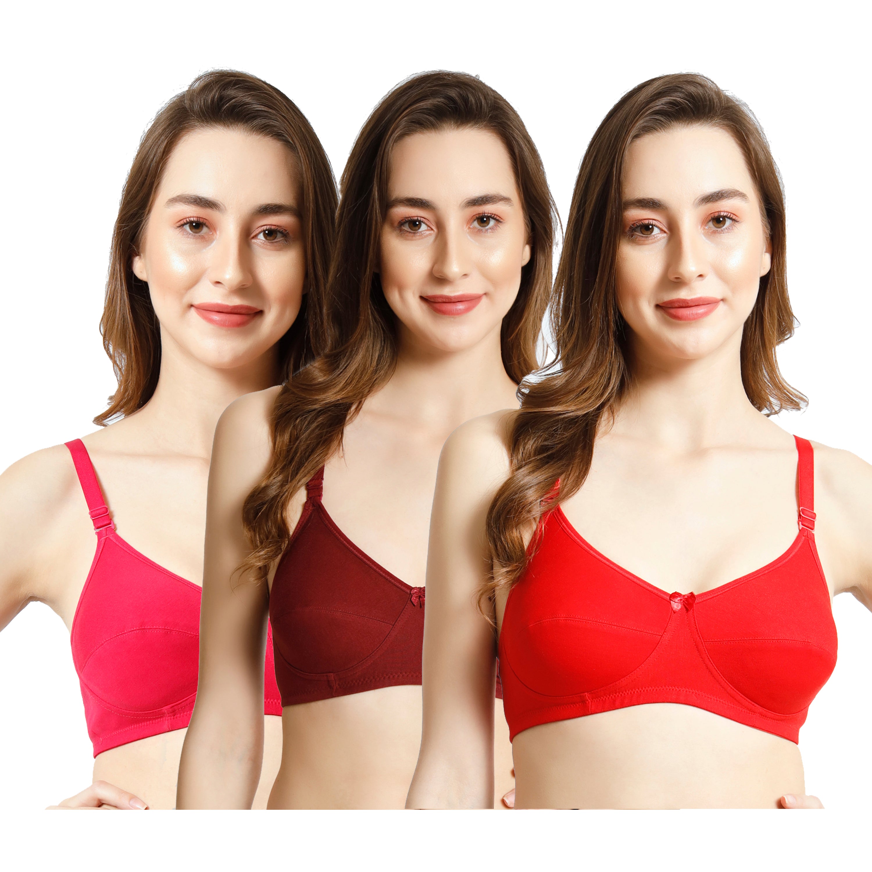 Effectinn Non-Padded Non-Wired Full Cup T-shirt, seamless Bra (1256 Combo pack)