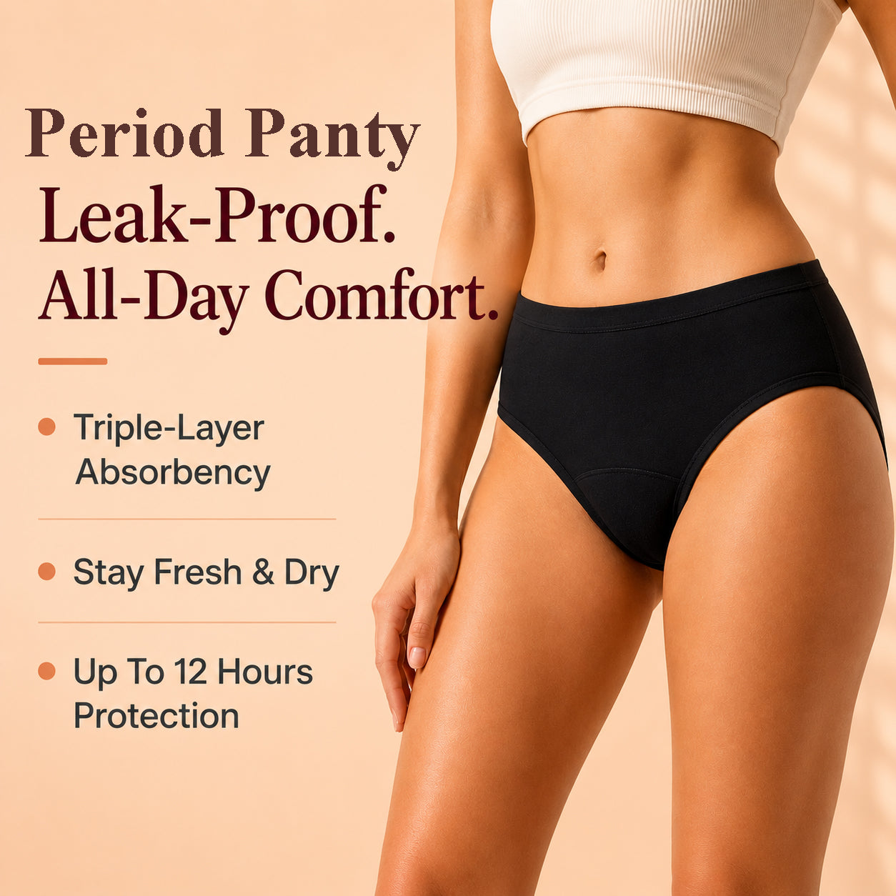 Ultra Soft Leak-Proof Period Panty for Women | High Waist Comfortable Reusable Menstrual Underwear(PERIOD PANTY)