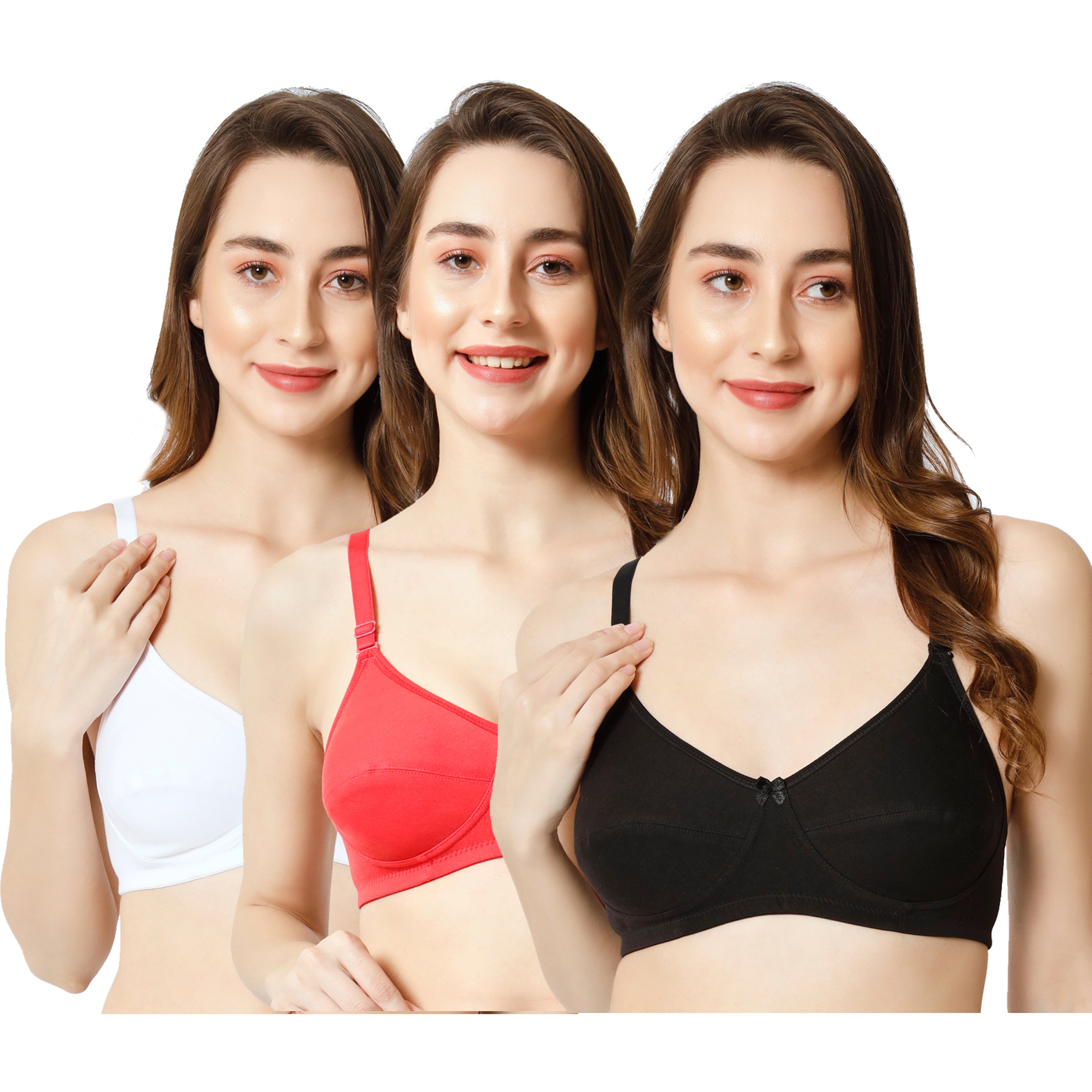 Effectinn Non-Padded Non-Wired Full Cup T-shirt, seamless Bra (1256 Combo pack)