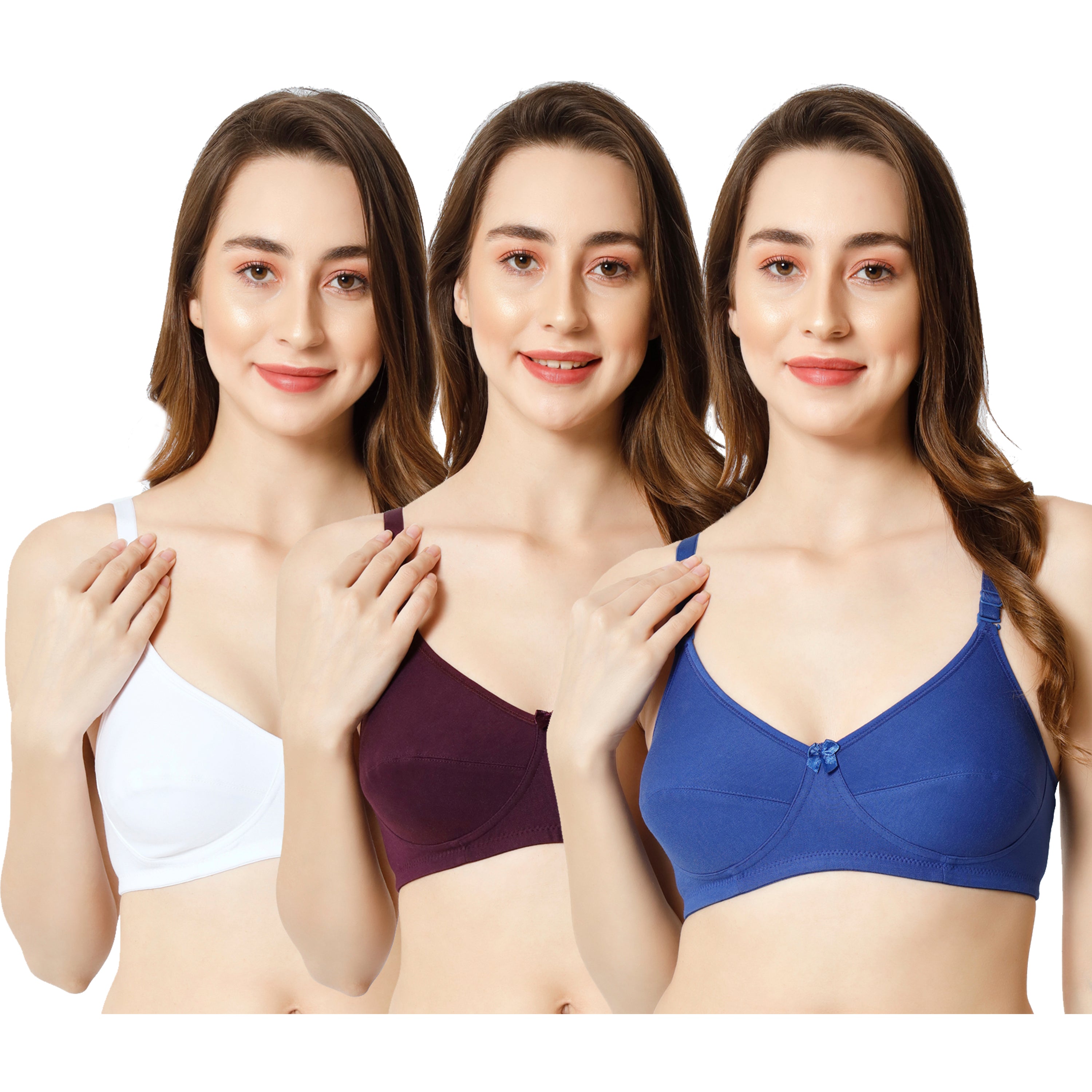 Effectinn Non-Padded Non-Wired Full Cup T-shirt, seamless Bra (1256 Combo pack)