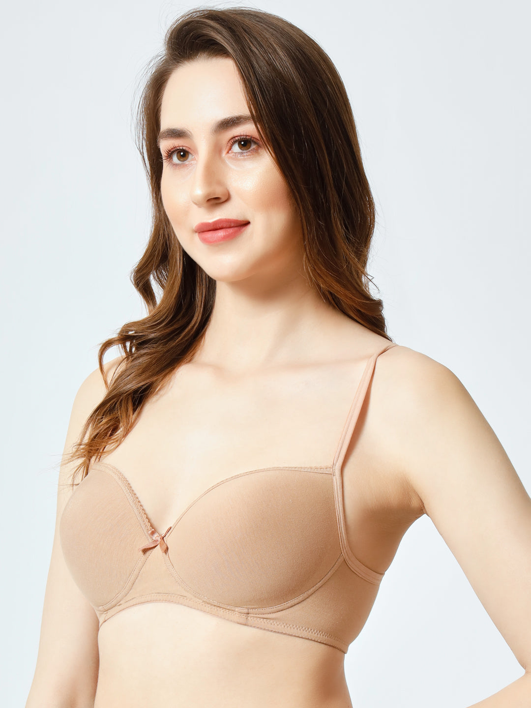 Women's Wirefree Padded Microfiber Cotton Elastane Stretch Full Coverage Multiway Styling T-Shirt Bra with Detachable straps -Effectinn_03