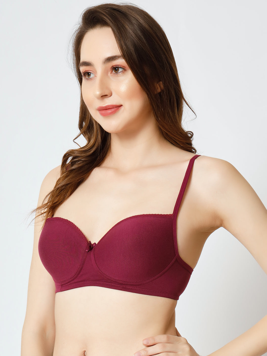 Women's Wirefree Padded Microfiber Cotton Elastane Stretch Full Coverage Multiway Styling T-Shirt Bra with Detachable straps -Effectinn_03